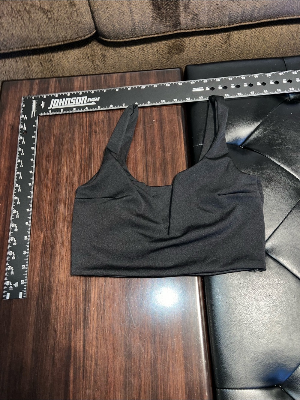 Black Cropped Tank Bralette with deep V